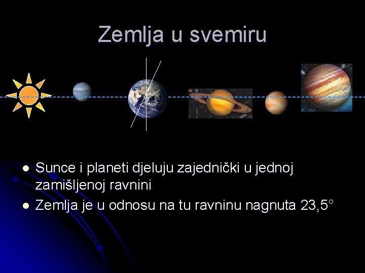 Zemlja u svemiru l l Sunce i planeti djeluju zajednički u jednoj zamišljenoj ravnini