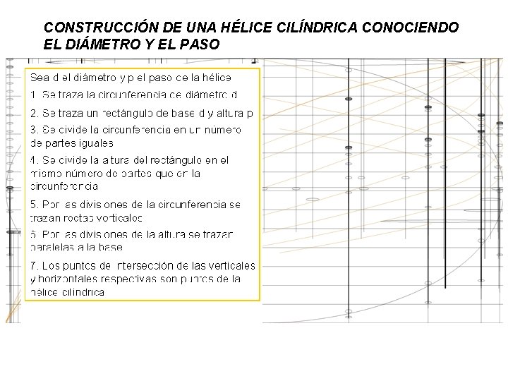 CONSTRUCCIÓN DE UNA HÉLICE CILÍNDRICA CONOCIENDO EL DIÁMETRO Y EL PASO 