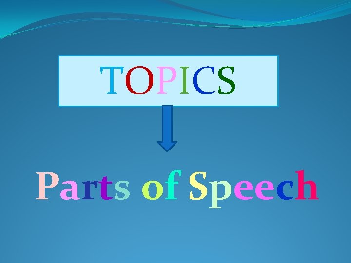 TOPICS Parts of Speech 