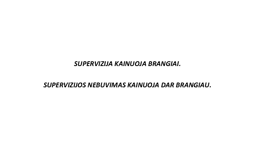 SUPERVIZIJA KAINUOJA BRANGIAI. SUPERVIZIJOS NEBUVIMAS KAINUOJA DAR BRANGIAU. 