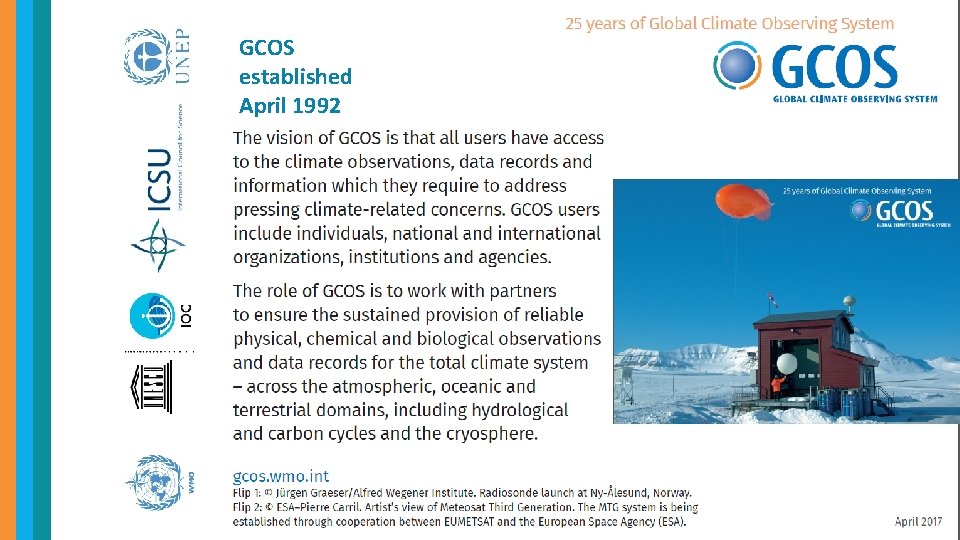 GCOS established April 1992 