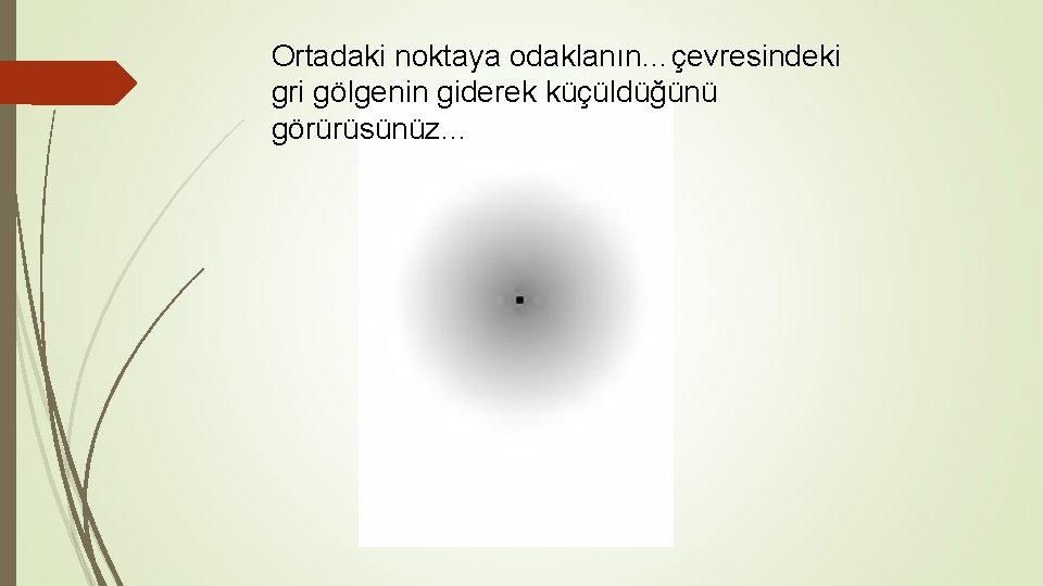 Ortadaki noktaya odaklanın…çevresindeki gri gölgenin giderek küçüldüğünü görürüsünüz… 