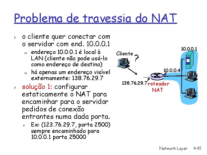 Problema de travessia do NAT r o cliente quer conectar com o servidor com