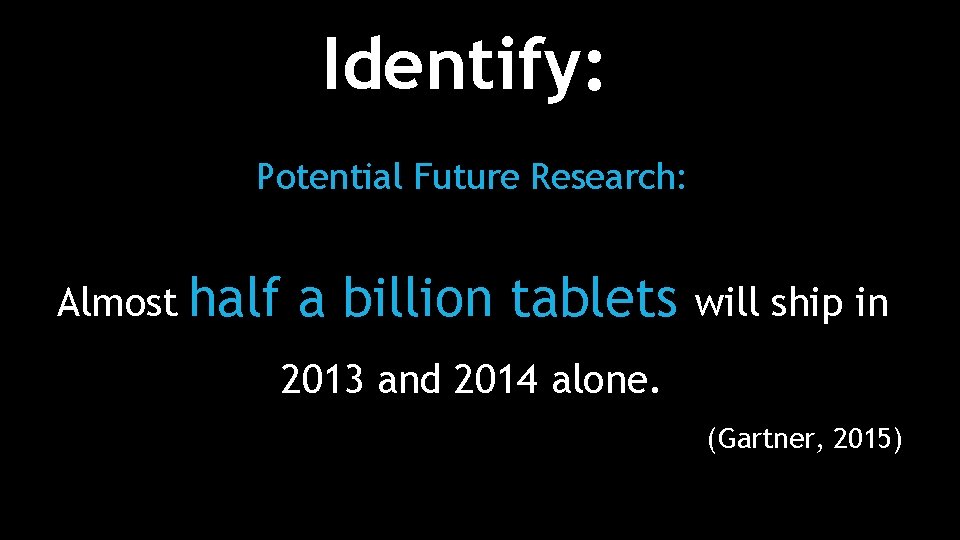 Identify: Potential Future Research: Almost half a billion tablets will ship in 2013 and