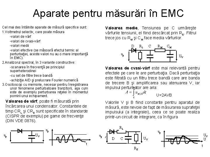 Aparate pentru măsurări în EMC Cel mai des întâlnite aparate de măsură specifice sunt: