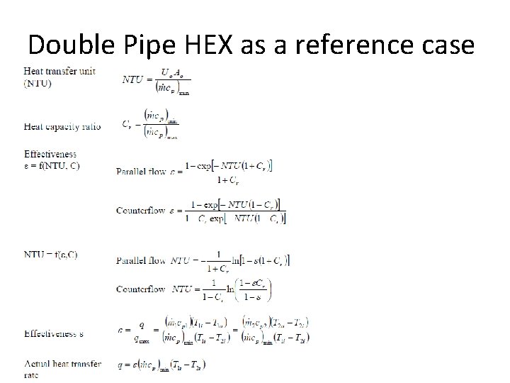 Double Pipe HEX as a reference case 