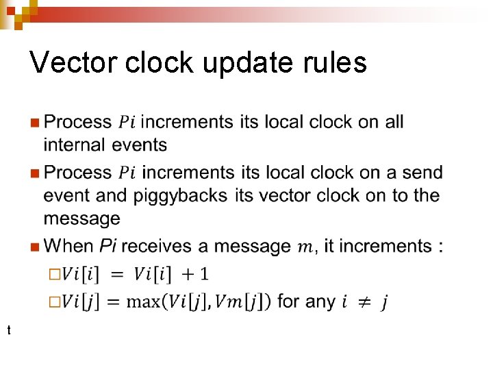Vector clock update rules n t 