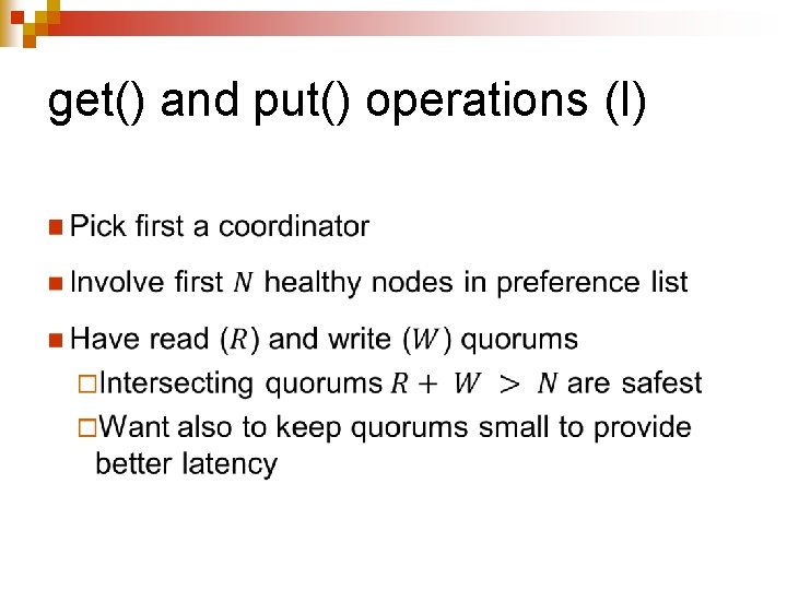 get() and put() operations (I) n 