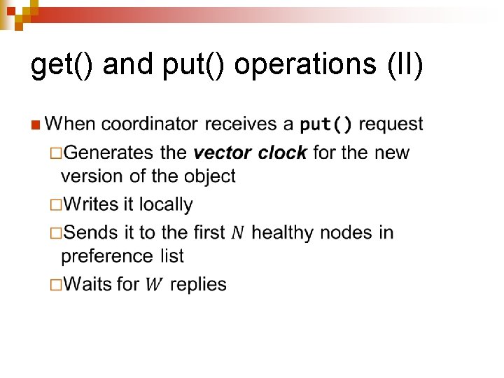 get() and put() operations (II) n 