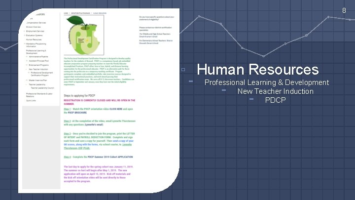 8 ▫ Human Resources - Professional Learning & Development - New Teacher Induction -