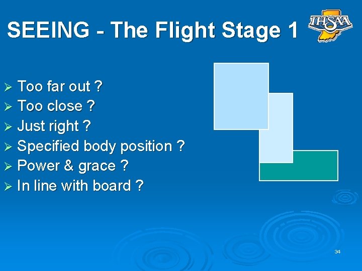 SEEING - The Flight Stage 1 Ø Too far out ? Ø Too close
