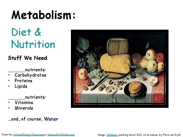 Metabolism: Diet & Nutrition Stuff We Need ______nutrients: • Carbohydrates • Proteins • Lipids