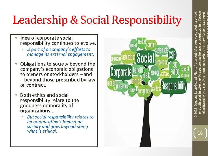  • Idea of corporate social responsibility continues to evolve. • Is part of