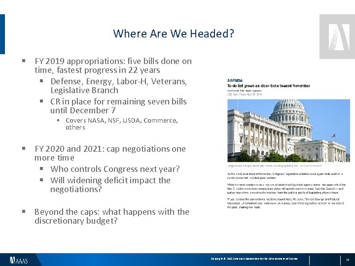 Where Are We Headed? § FY 2019 appropriations: five bills done on time, fastest