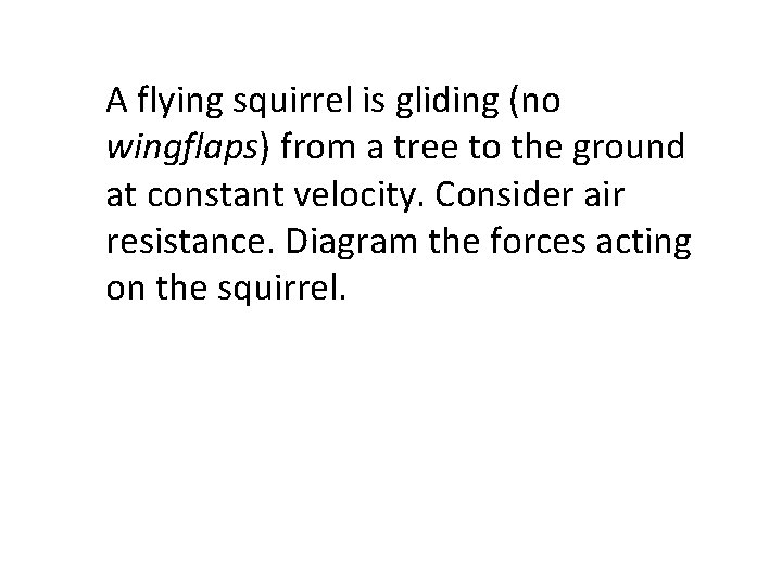 A flying squirrel is gliding (no wingflaps) from a tree to the ground at