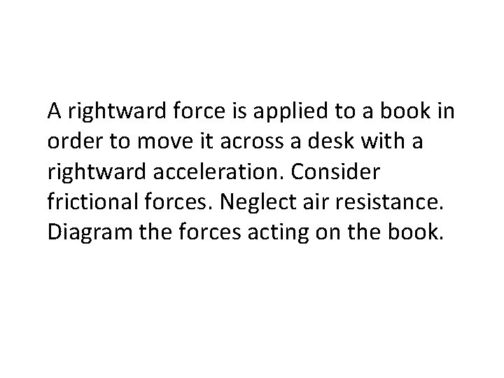 A rightward force is applied to a book in order to move it across