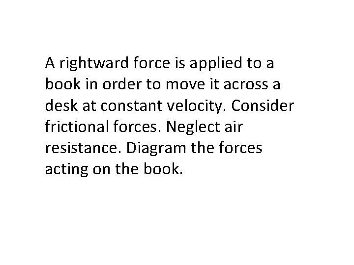 A rightward force is applied to a book in order to move it across