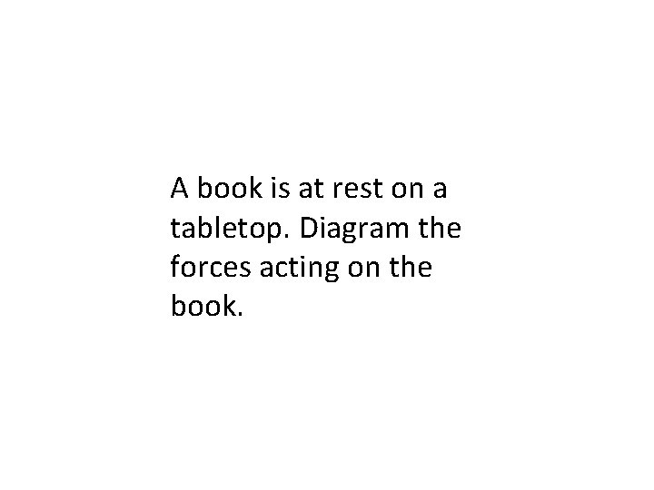 A book is at rest on a tabletop. Diagram the forces acting on the