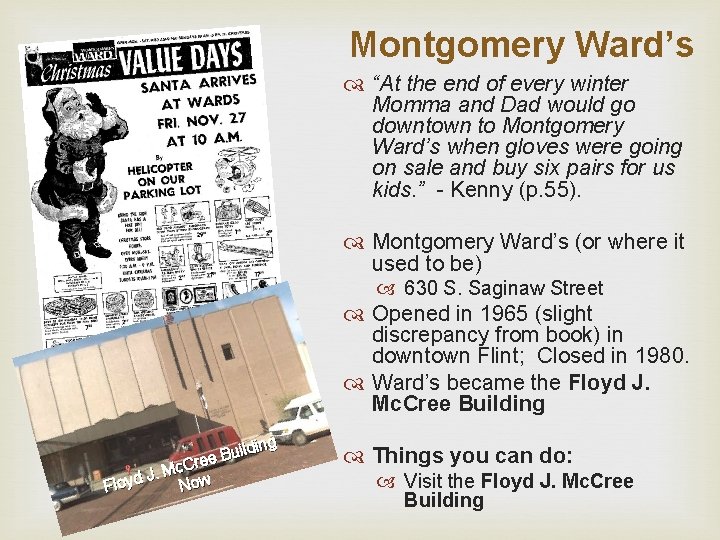 Montgomery Ward’s “At the end of every winter Momma and Dad would go downtown