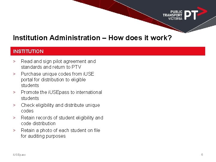 Institution Administration – How does it work? INSTITUTION > > > Read and sign