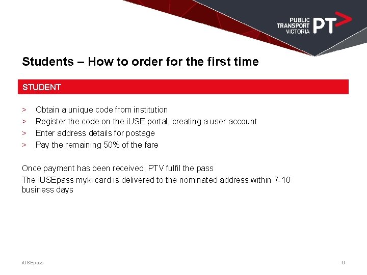Students – How to order for the first time STUDENT > > Obtain a