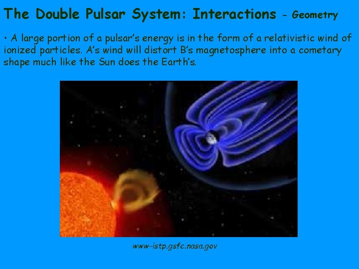 The Double Pulsar System: Interactions - Geometry • A large portion of a pulsar’s