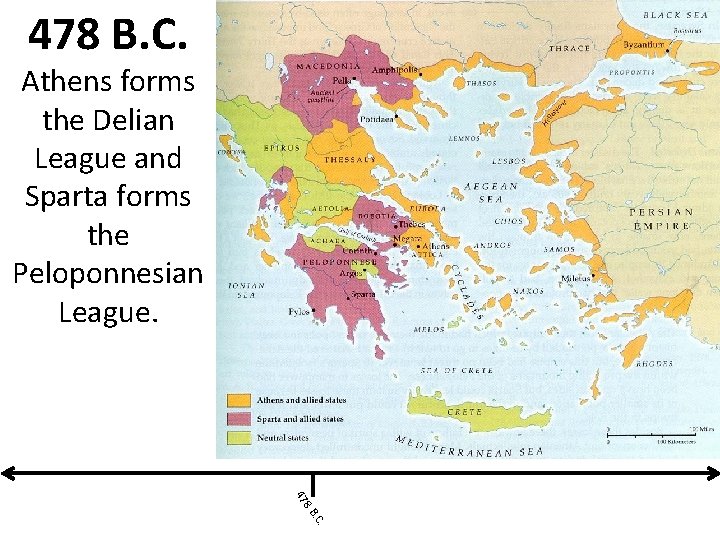 478 B. C. Athens forms the Delian League and Sparta forms the Peloponnesian League.