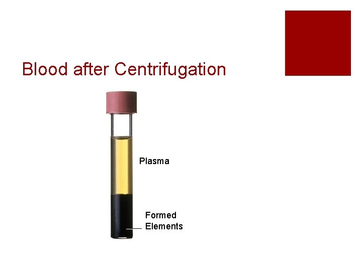 Blood after Centrifugation Plasma Formed Elements 