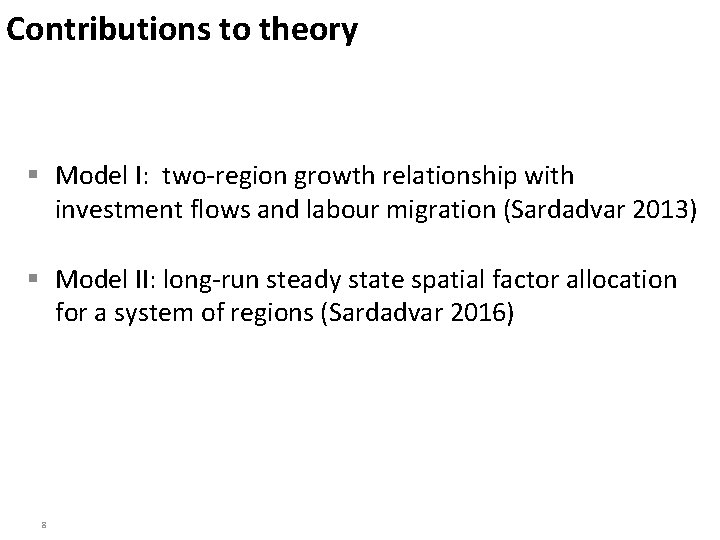 Contributions to theory § Model I: two-region growth relationship with investment flows and labour