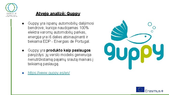 Atvejo analizė: Guppy ● Guppy yra ispanų automobilių dalijimosi bendrovė, kurioje naudojamas 100% elektra