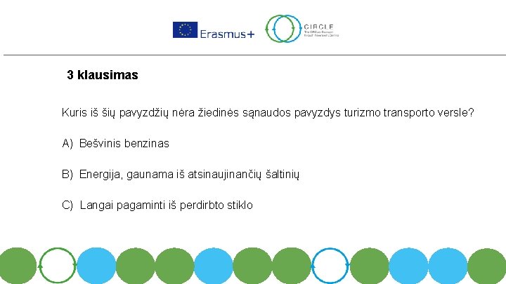 3 klausimas Kuris iš šių pavyzdžių nėra žiedinės sąnaudos pavyzdys turizmo transporto versle? A)