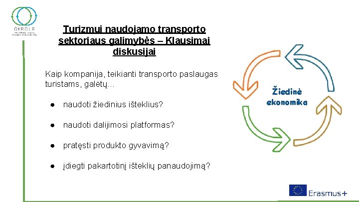 Turizmui naudojamo transporto sektoriaus galimybės – Klausimai diskusijai Kaip kompanija, teikianti transporto paslaugas turistams,