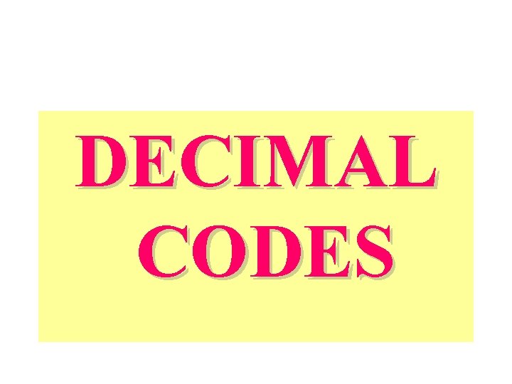 DECIMAL CODES 