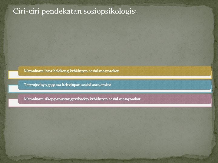 Ciri-ciri pendekatan sosiopsikologis: Memahami latar belakang kehidupan sosial masyarakat Terwujudnya gagasan kehidupan sosial masyarakat