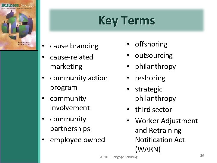 Key Terms • cause branding • cause-related marketing • community action program • community