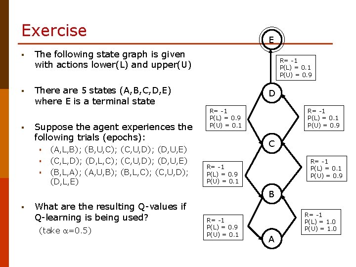 Exercise § The following state graph is given with actions lower(L) and upper(U) §