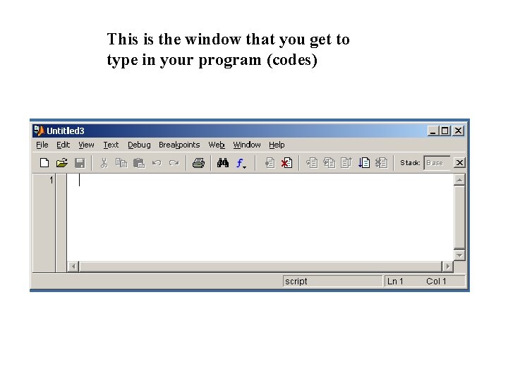 This is the window that you get to type in your program (codes) 