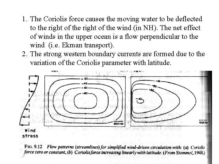 1. The Coriolis force causes the moving water to be deflected to the right