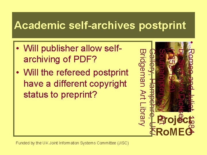 Academic self-archives postprint • Romeo and Juliet, 1884 by Sir Frank Dicksee (1853 -1928)