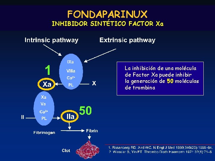 FONDAPARINUX INHIBIDOR SINTÉTICO FACTOR Xa La inhibición de una molécula de Factor Xa puede