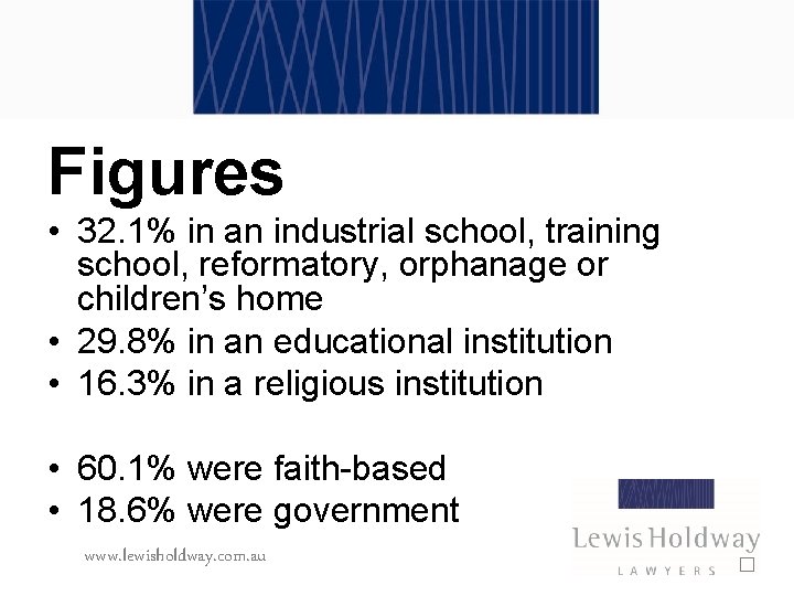 Figures • 32. 1% in an industrial school, training school, reformatory, orphanage or children’s