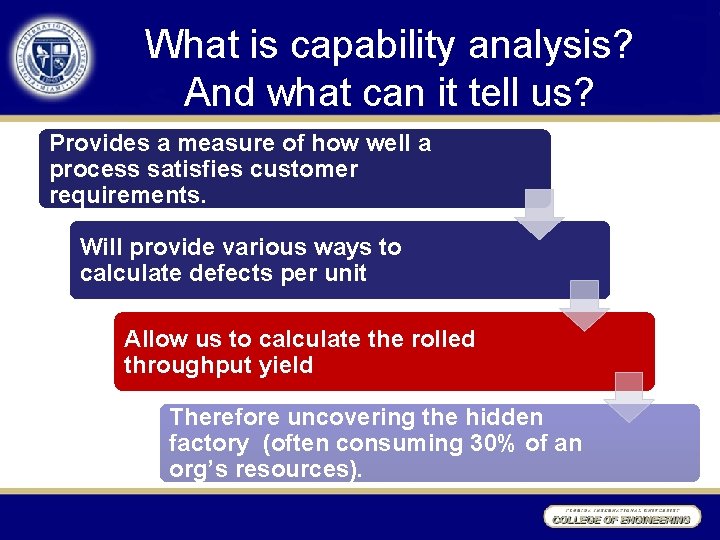 What is capability analysis? And what can it tell us? Provides a measure of