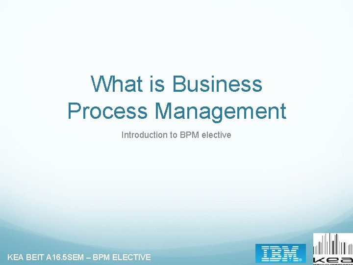 What is Business Process Management Introduction to BPM elective KEA BEIT A 16. 5