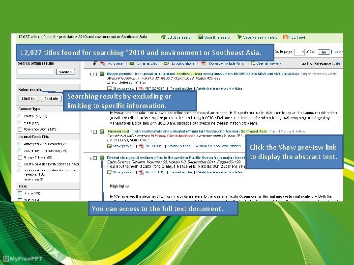 12, 027 titles found for searching “ 2010 and environment or Southeast Asia. Searching