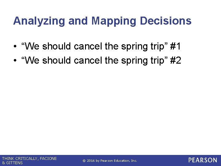 Analyzing and Mapping Decisions • “We should cancel the spring trip” #1 • “We