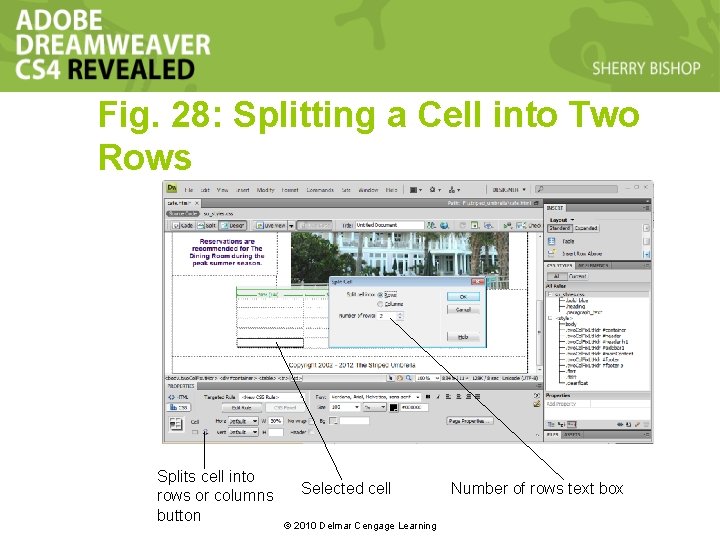 Fig. 28: Splitting a Cell into Two Rows Splits cell into rows or columns Fig. 28: Splitting a Cell into Two Rows Splits cell into rows or columns