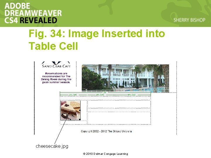 Fig. 34: Image Inserted into Table Cell cheesecake. jpg © 2010 Delmar Cengage Learning Fig. 34: Image Inserted into Table Cell cheesecake. jpg © 2010 Delmar Cengage Learning