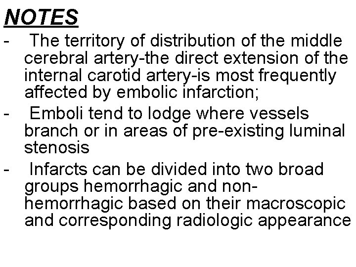 NOTES - The territory of distribution of the middle cerebral artery-the direct extension of