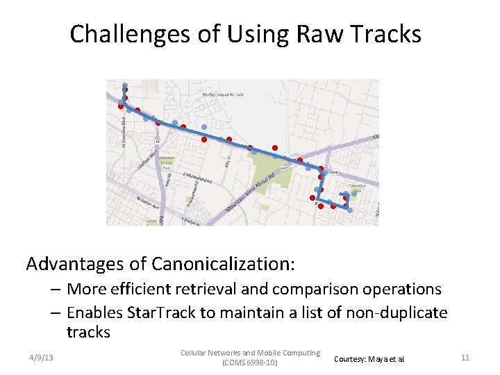 Challenges of Using Raw Tracks Advantages of Canonicalization: – More efficient retrieval and comparison