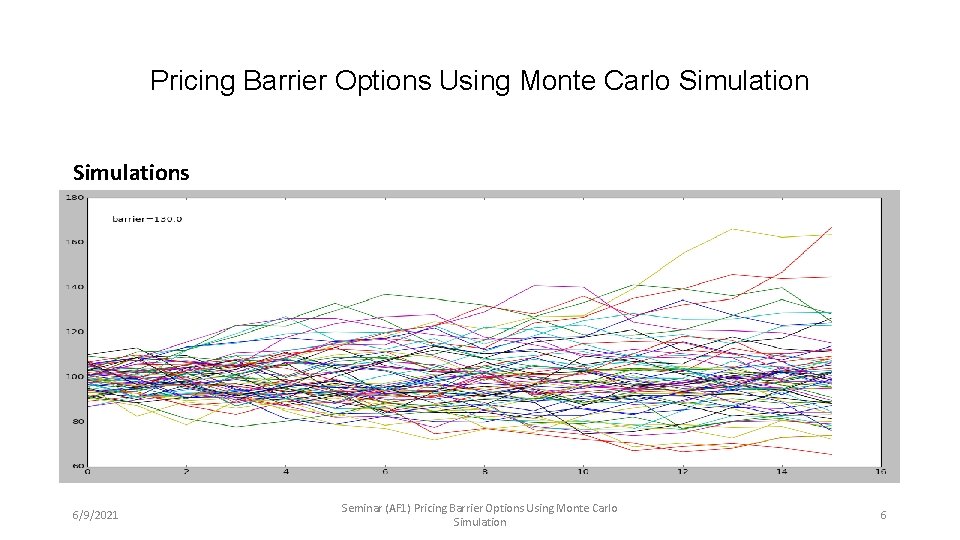 Pricing Barrier Options Using Monte Carlo Simulations 6/9/2021 Seminar (AF 1) Pricing Barrier Options